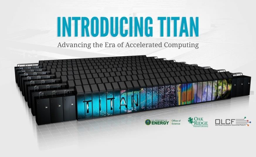 Titan 製品名 : Cray XK7 構成 : (16 プロセッサコア + GPU) x 約 1 万 8 千ノード CPU: AMD Opteron 6274 2.