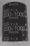 大形アルミ電解コンデンサ 基板自立形 高リプル品 (85 ) 高リプル RLBシリーズ RoHS2 適合品 85 5,000 時間保証 ( リプル重畳 ) 商用周波数帯における高リプル化を実現 白物家電など高リプル電流要求のインバータ用途に最適 定格電圧範囲:180 ~ 250Vdc 静電容量範囲:600~2,200μF 基板洗浄タイプではありませんのでご注意下さい RLB 長寿命化 RLA