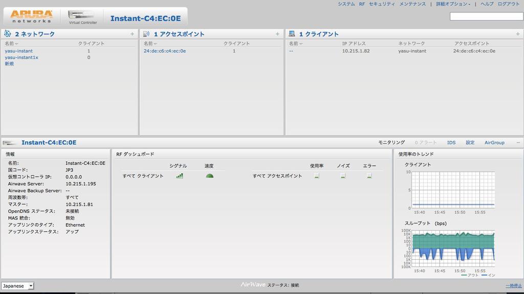 完全日本語対応 シンプルわかりやすい設定画面 簡単な導入 / 運用 設定済みの SSID の一覧 Virtual Controller 配下のアクセスポイントの一覧 (Virtual