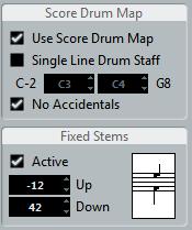 ドラム譜の作成 ドラムスコアのための譜表設定 スコアドラムマップの編集 ドラムマップ設定 (Drum Map Setup) ダイアログで スコア内で編集 (Edit in Scores) オプショ ンをオンにすると スコアドラムマップの設定をスコアから直接変更できます 符を移調すると そのドラムサウンドの表 ピッチは変更しますが 実際の 符は移調され ません 符をダブルクリックすると
