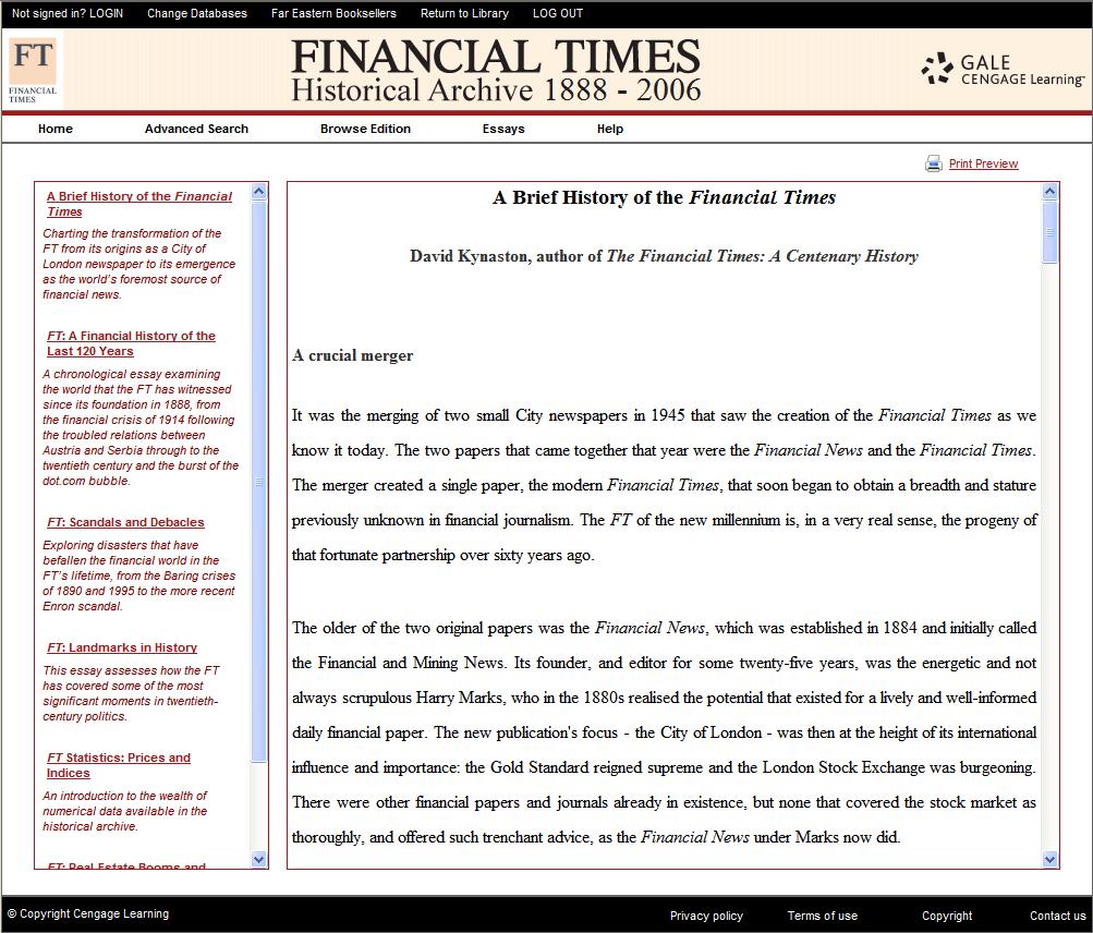 Financial Times に関するエッセイ (Essays) FT