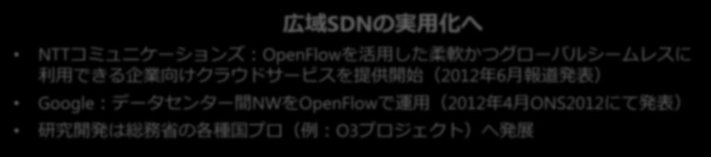 OpenFlowサービス RISE について 世界に先駆けSDNを広域展開