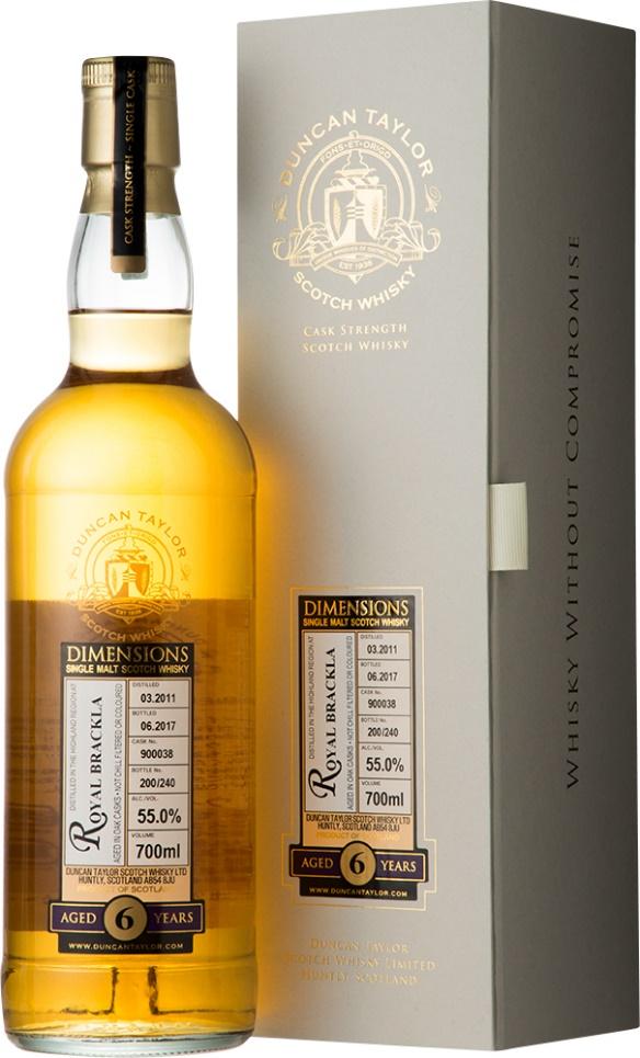 DUNCAN TAYLOR DIMENSIONS ROYAL BRACKLA 2011 ロイヤルブラックラダンカンテイラーダイメンションズ Glass 2,800 Bottle 42,000 "ROYAL BRACKLA 2011" is a single cask selected by the Independent bottler Duncan Taylor.
