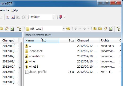 2-2-5 38 号館ファイルサーバへのリモート接続手順 (Windows) Open directory/bookmark ボタン SFTP ファイル転送での接続 (WinSCP3) の場合 (2/2) ホームディレクトリ (38 号館 /OSEC Vine) にアクセスする場合 3 1~2 の操作にてログイン後 vine38