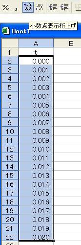 桁を揃える その際 セル 2 から 22 まで 選択枠が表示されている状態で あること ( 空色で表示