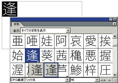 2. 製品の仕様 2-3 JIS2004 字形日本語フォント について 本製品には 最新のJIS 規格 JIS2004(JIS X 0213-2004) に対応した字形を採用したフォントを収録しています JIS 規格 JIS X 0213-2004 では 168 字 ( 第一水準第二水準では167 字 ) の例示字形の改定が行われており DynaFont