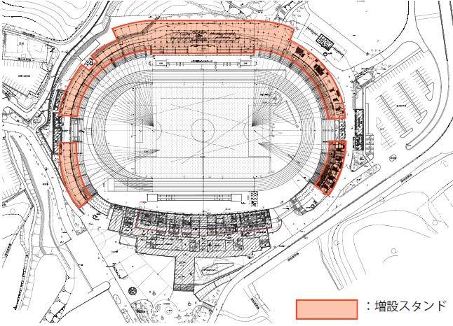 ( 仮称 ) 町田市立陸上競技場将来構想の概要 入場可能数 20,000 人のスタジアムとする計画 1 計画内容既存観客席 10,332 席に対し