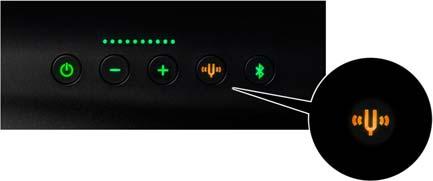 音響状態の問題を検知した場合には 音叉ボタン が オレンジ点灯して異常を通知 点灯中に 音叉ボタン を押せば 音声ガイダンス *9 により問題の内容を確認できます 音叉ボタン また 音声ガイダンスは 自動音響調整機能の実行時以外にも Bluetooth 接続完了時の音声アナウンスなど