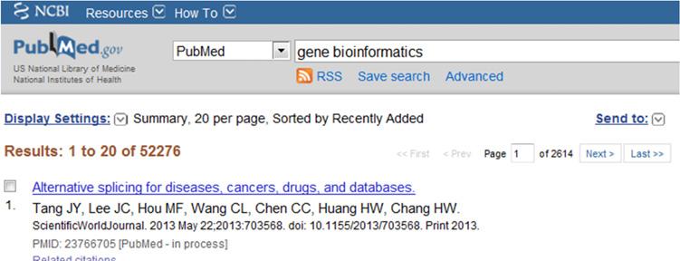 bioinformatics 38 補足 : PubMed の使い方 1 gene と