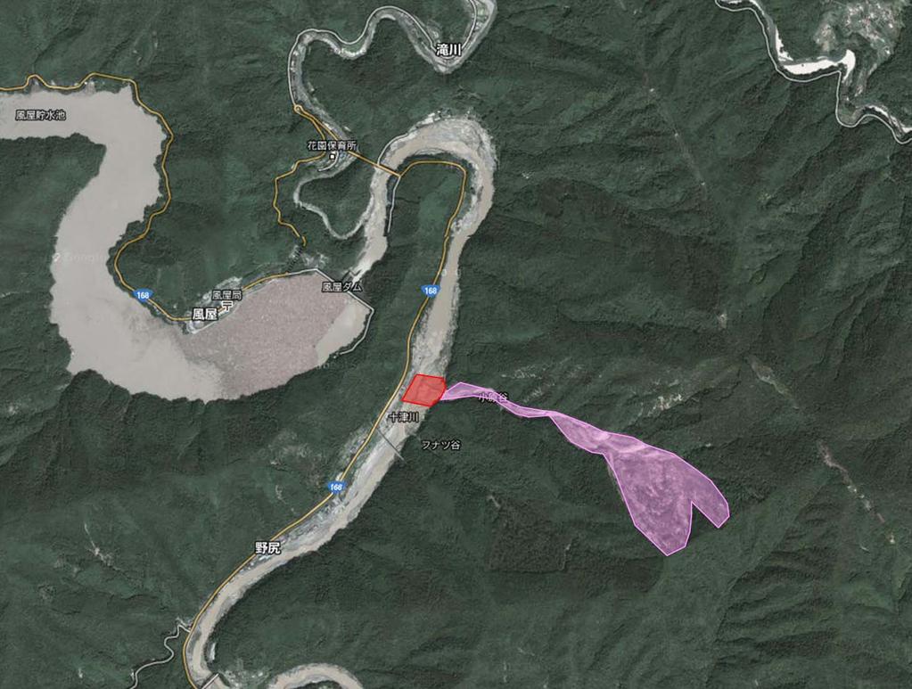大崩れ : 県 河川堆積土砂掘削範囲 9 5 熊野川 (