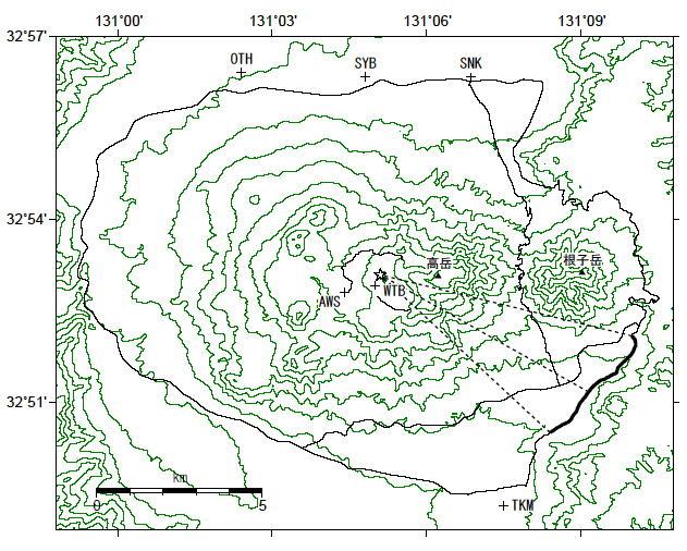 ほぼ同じ時間帯に並行観測を実施した 観測中の実況値は 阿蘇山測候所で北西風約 5m/s カルデラ南東部の高森で西風約 5m/s であった 並行観測での濃度分布を図 10 に示す 両者を比較すると SO 2
