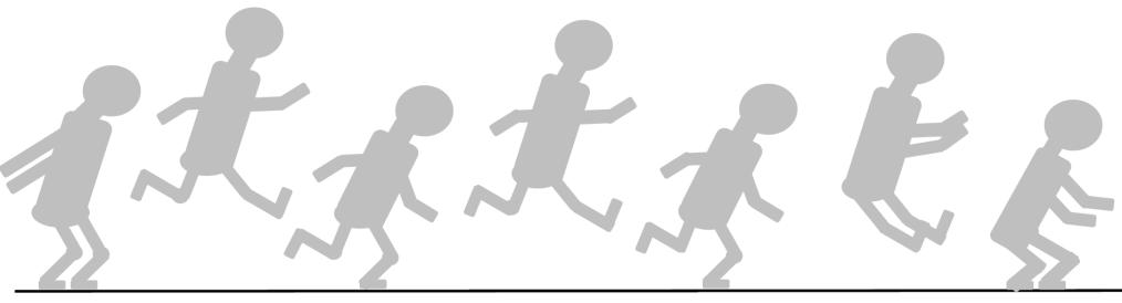 (2-3) 立ち 3 段跳び ( 小学生年代 ~ 中学生年代以上 ) 主として跳動作に関連する巧みさを評価するテストである 床に 踏み切り線 をひく メジャー等の距離を計測できる用具 1 両足を軽く開いて, つま先が踏み切り線の前端に揃うように立つ 2 両脚で同時に踏み切って前方へとび 左右脚交互 ( 左右どちらからでも良い ) の 3 歩跳躍を行う 1 踏み切りから 2 歩跳躍を行った後