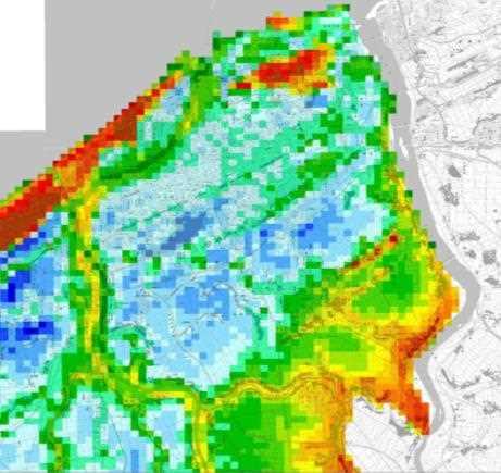 地盤高データ メッシュサイズの更新 地盤高は 最新 ( 平成 21 年 ) の航空レーザ測量データを用いて 25m のメッシュでモデル化 現在の浸水想定区域図は 250m