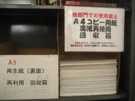 裏紙の再利用回収箱 コピー用紙購入量の推移 t 30 25 20 22 21 26 24 21