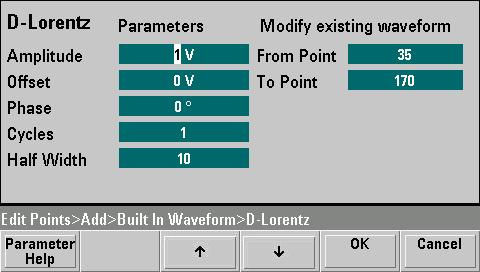 第 3 章特長と機能組み込み波形エディタ OK を押すと 波形を指定するためのパラメータのリストが表示されます 下の画面の例では D-Lorentz
