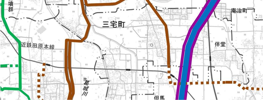 京奈和自動車道一般部開通後は 狭隘区間を含む結崎田原本線経由のルートに交通が流入