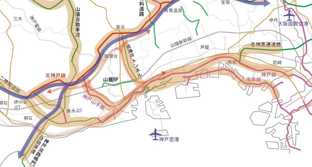 第二神明道路と中国縦貫自動車道を直結することで ラダーネットワークの一部を構成