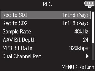 録音する SD カード 録音ファイルの形式を設定する 録音録音する SD カード 録音ファイルの形式を設定する SD カードスロット 1 2 のそれぞれに対して 録音するファイルの形式を設定します HINT 2 つのカードスロットの両方に同じ設定をすることで 2 枚のカー ドに同じ内容を録音することもできます 1 枚のカードが途中で音飛びしてしまった場合などのバックアップ用として使用できます