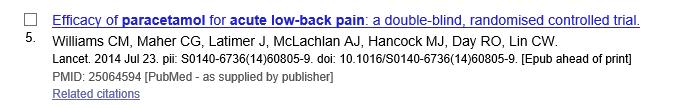 Step2: 論文の検索 l Pub Med を使用 l acute low back pain,