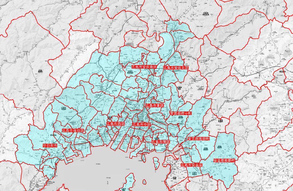 配布エリア マップ 配布部数 約２万７０００世帯 広島市