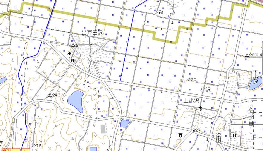 被害発生状況分布図 被害地域全体図 会津美里町沼田地区から小沢地区 500m 被害の発生した地点