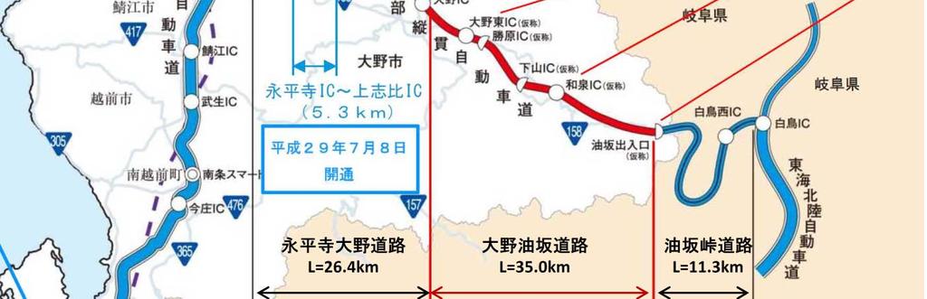 関東圏 中京圏 関西圏を結ぶ広域ネットワークが構築され 福井から東京の移動時間は 6 時間 30 分から 5