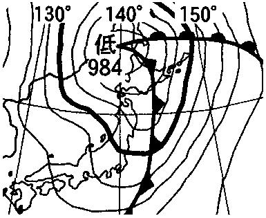 [ 解答 ] エ 台風は前線をともなわない熱帯低気圧で, 等圧線はほぼ同心円状になる 図にあるような, 前線をともなった低気圧を何というか,