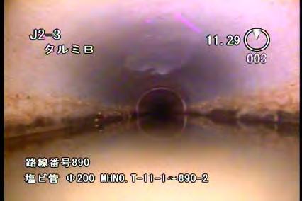 テレビカメラによる管内調査管路の破損 クラック たるみ蛇行 継手のズレの確認および記録滞水深 土砂堆積