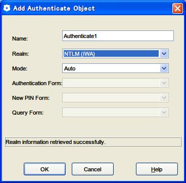 5) Authenticate Object の設定を行い [OK] ボタンをクリックします 図 4-16 表 9 項目名 Name Realm 設定内容 Authenticate Object の名前を入力します P.