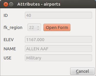 form. If you work on the airport table, a new widget type is available which lets you embed the feature form of the referenced region on the feature form of the airports.