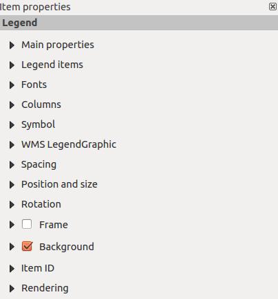 18.3.4 The Legend item Add new To add a map legend, click the legend icon, place the element with the left mouse button on the Print Composer canvas and position and customize the appearance