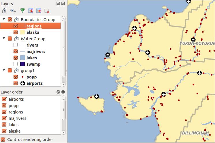 Figure 7.2: Define a legend independent layer order 7.4 This is the business end of QGIS maps are displayed in this area!