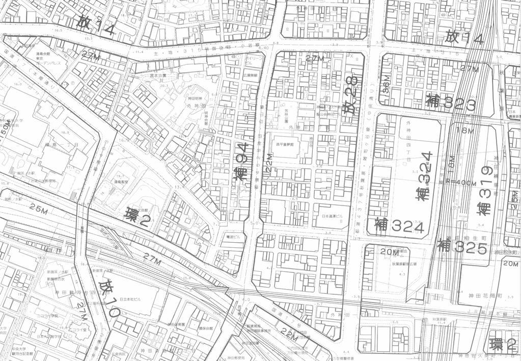 25m以上の 壁面後退 小幅員道路 0 30 50 100m この地図は 東京都知事の承認を受けて 東京都縮尺1/2,500の地形図 道路網図