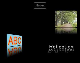 サンプル CSS2 反射画像が変形するトランジションを作ってみましょう ボタンを hover すると 3 つの反射画像がそれぞれ違った変形をしながらトランジション します ReflectTransition の説明 HTML の記述 (ReflectTransition.