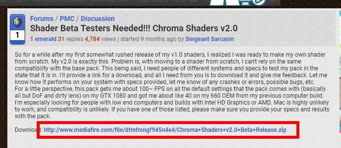 １８ Chroma シェーダー バージョン 2 前準備として ６ OptiFine 1.7.