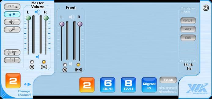マルチチャンネルスピーカーのボリュームを調整する ( スピーカーパネル ) スピーカーボタンをクリックしてパネルを開きます [ スピーカー ] パネルでは 各スピーカーの音量を調整することができます スピーカーボタンをクリックする 1.