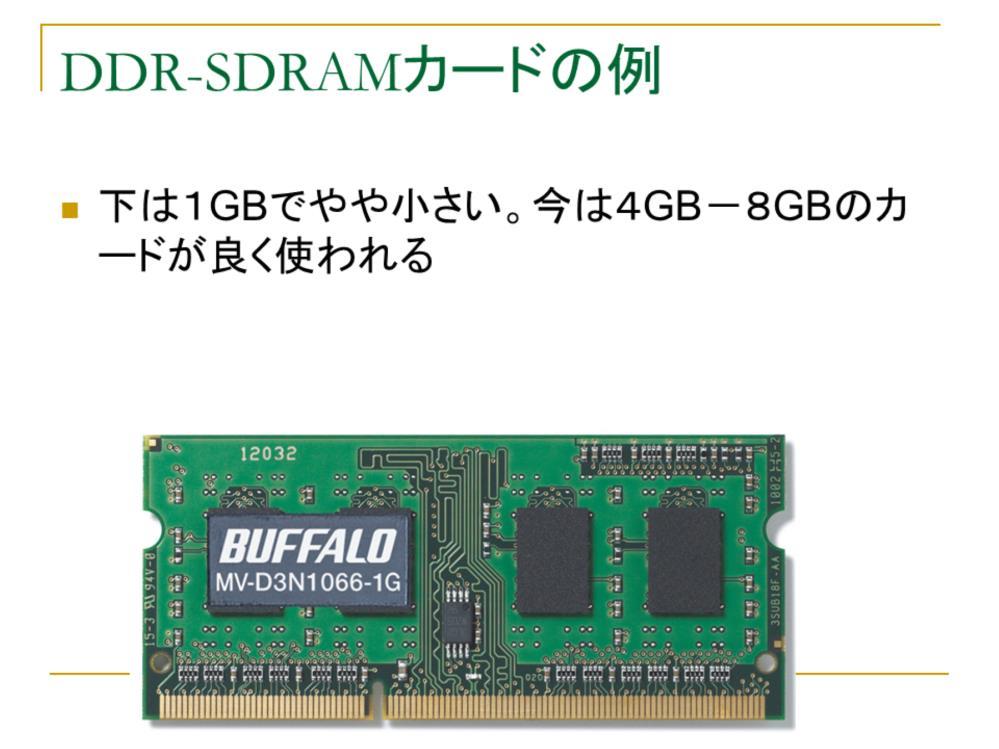 すなわち DRAM はカードの形で売られます この図は 1G バイトのカードの一例です