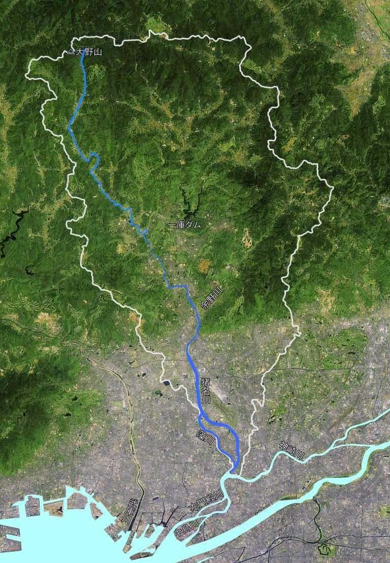 京都府直轄管理区間猪名川水系位置図