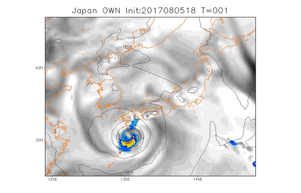 2. 気象予測ができるまで ( 独自予測モデル OWN) 台風 5 号予測モデル