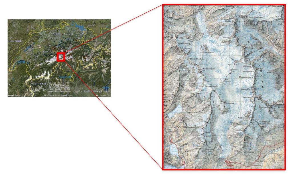 2. Study sites and methods Figure 1: Location of Rhonegletscher. It is located on the southern center in Switzerland.