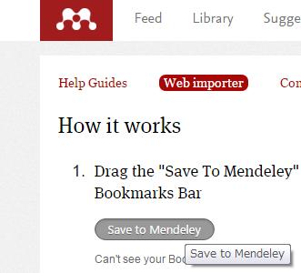 というボタンをブラウザのブックマークバーにドラッグしてください ブックマークバーが表示されていない場合は ブラウザの表示設定からブックマークバー ( お気に入りバー ) が表示されるよう設定してください Mendeley はユーザが取り込んだ文献情報を匿名化したうえで公開カタログ (Public Catalog)