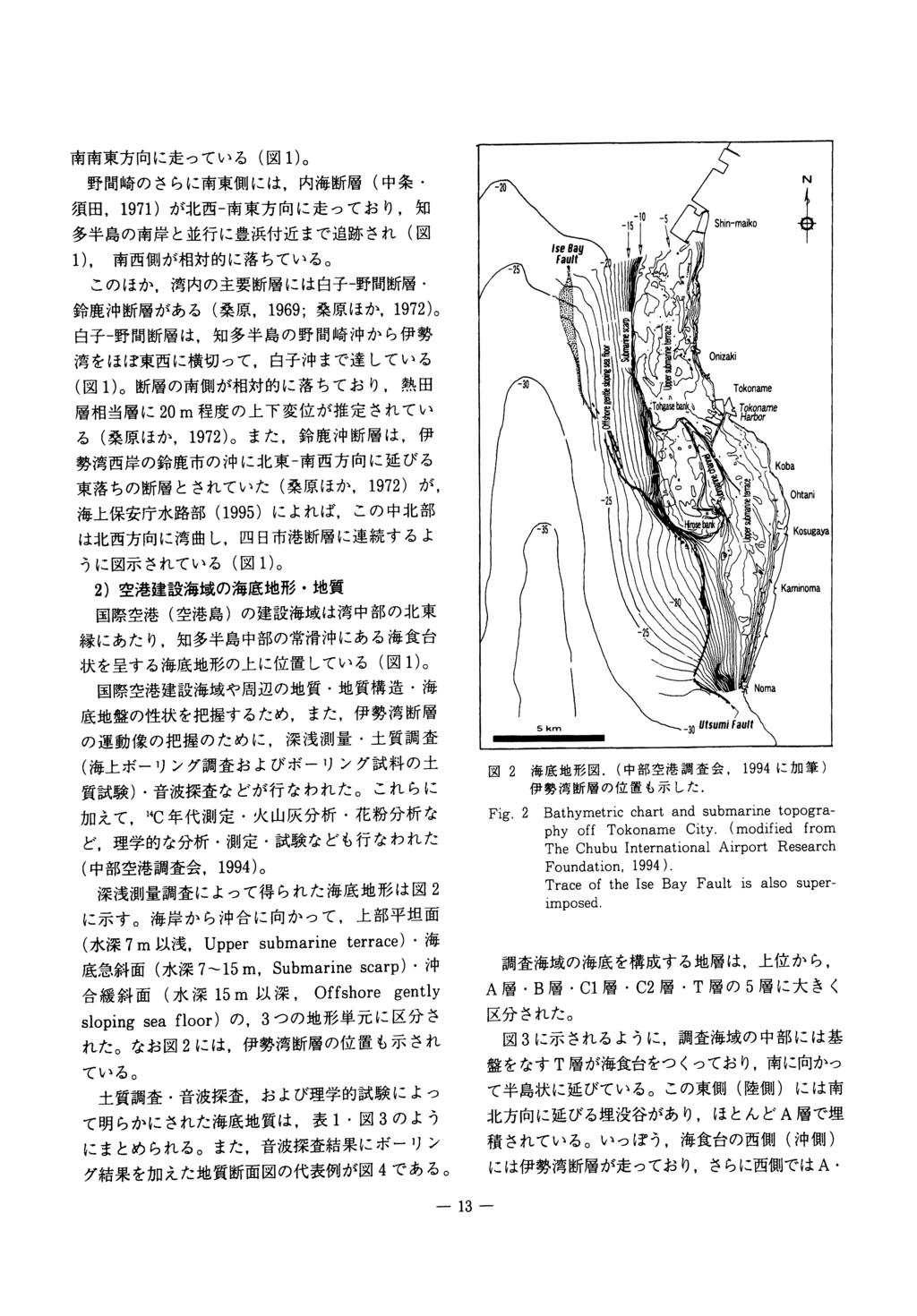 Fig. 2 Bathymetric chart and submarine topogra phy off Tokoname City.