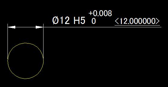 入 例 1 入 例 2 例 : 直径寸法 交差クラス H5 の穴交差表示 コマンド仕様 適用できる寸法値は上限 500mm です 入 された公差値は寸法プロパティの 寸法値の優先