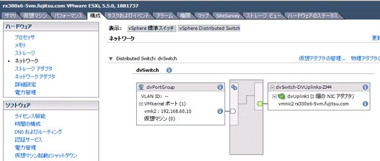 6.1 VMware vsphere を使用する場合 (iscsi Software Initiator) (10) vsphere Client の [vsphere Distributed Switch] タブから VMkernel ポートが作成されたことを確認します 6.1.2.