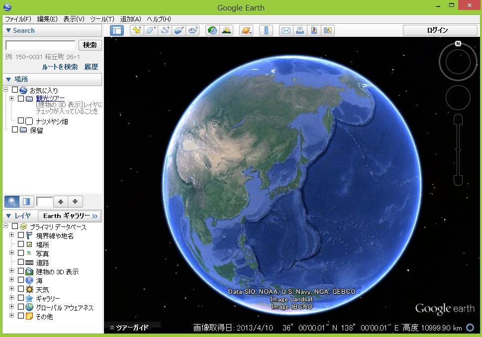 2014/8/9 Google Earth で主題図を利用する 大阪教育大学山田周二 (1)Google Earth の概要 特徴 Google Earth は,Google 社が提供しているデジタル地図, 地球儀ソフトウェアであり, 無料で, 世界全体の高解像度の衛星画像, 空中写真, 地上の映像が利用できる.