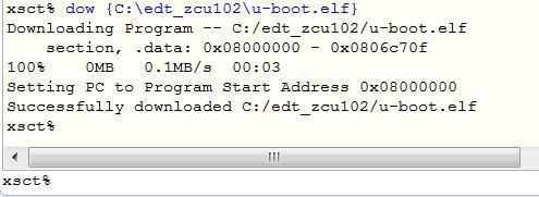 第 5 章 : ブートおよびコンフィギュレーション Zynq UltraScale+ を JTAG ブートモードで起動すると すべての APU コアおよび RPU コアがリセット状態に保持されるので この手順は重要です これらのコアでデバッグを実行する前に 各コアのリセットをクリアする必要があります リセットは XSCT の rst コマンドでクリアできます 注記 : rst -cores は