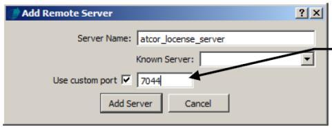 もしサーバーが過去に登録されている場合は Known Server をクリックし サーバーを選択してください もしポートを変更した場合は RLM Daemon( チャプター 2.3.