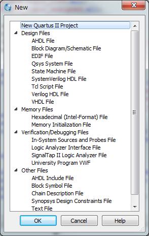 画面がポップアップされるので VHDL File を選択する VHDL File