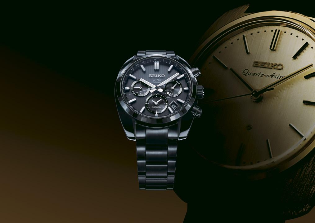 5X Series クオーツアストロン 50 周年記念限定モデル 世界初のクオーツ式腕時計 クオーツアストロン の 誕生 50 周年を記念した数量限定モデル 50 周年にちなみ 50 面カットを施したセラミックスベゼルが特徴 アタリ