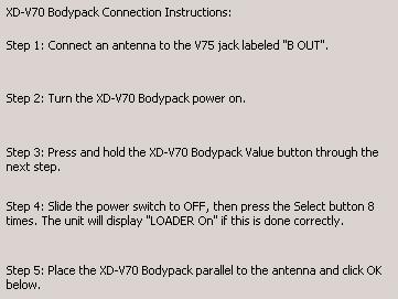 STEP2:XD-V7xボディパックのPowerボタンを押して電源を投入する ( 電源 ON) STEP3 4: 次にXD-V7xボディパックのValueボタンを押しながらPowerスイッチをオフにし